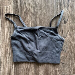 Gray Ribbed Sports Bra